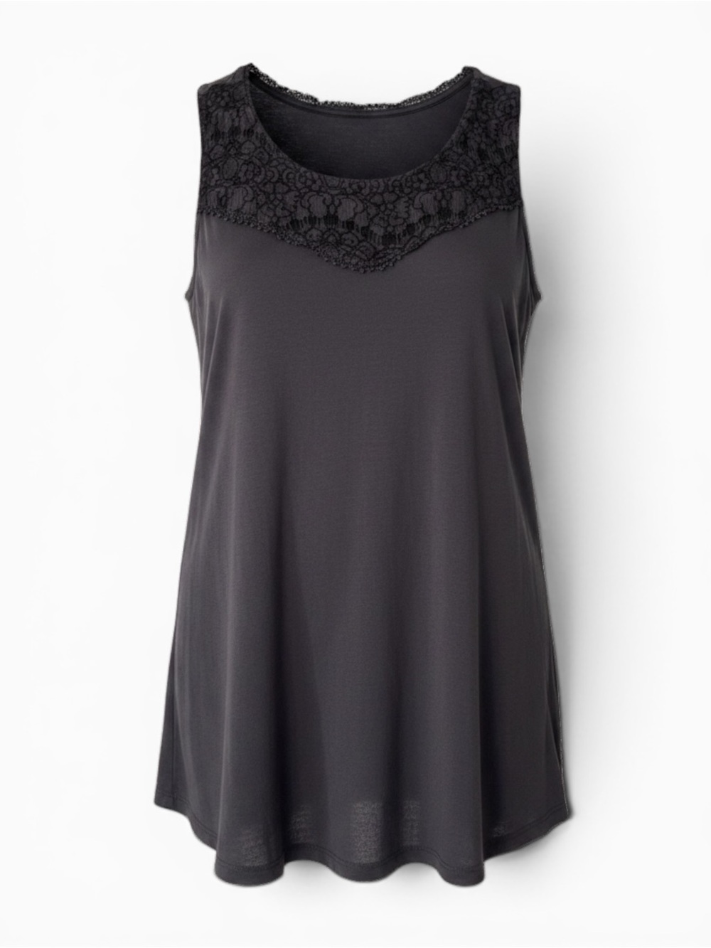 H&M Women's Lace Accent Camisole, Solid Gray Viscose Cotton Polyamide XS